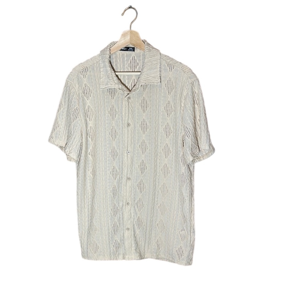 Manfinity SHEIN Medium Cream Textured Men's Shirt